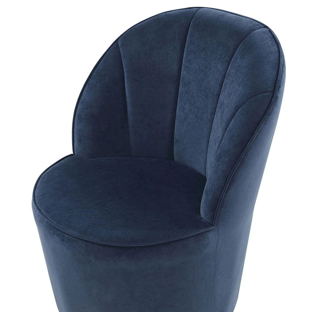 Poltrona in velluto blu scuro con base in metallo dorato Sedia a vasca con rotondo Glam Retro Living Room