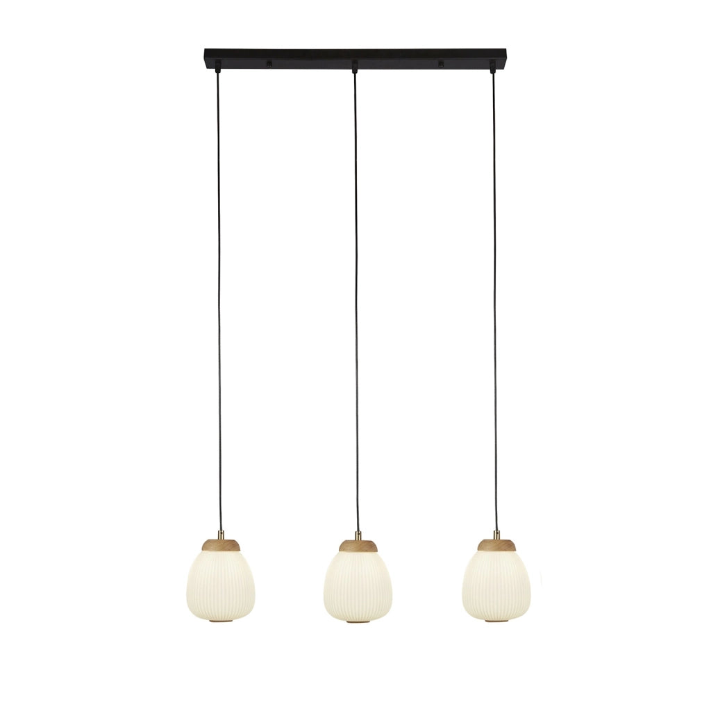 Lampadario Contemporaneo Ella Acciaio Bianco Vetro Nero 3 Luci E14