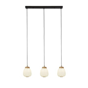 Lampadario Contemporaneo Ella Acciaio Bianco Vetro Nero 3 Luci E14