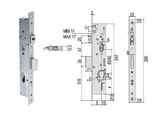 SERRATURA TRIPLICE INFILARE MONTANTI CON QUADRO E SCR. MULTITOP 49225- - mm.40 (4922540000RC) - 1 pezzi CISA