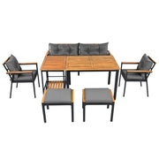 Set da giardino in acacia 6-7 posti - Xylo - Sedie + carrello pasti con fodere lavabili