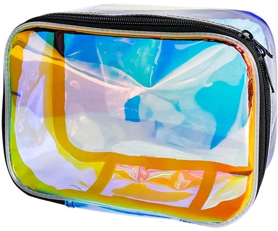 Borsa per Trucco con Grande Capacità Transparente Borsa per Bagno con Cerniera Portatile Impermeabile Borsa di Regalo per Donna (437-1)