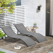 Set lounge da giardino a 2 posti pieghevole in alluminio e texteline dark grey
