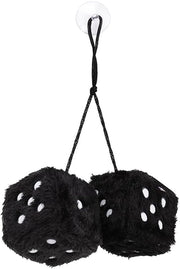 Pare di cubi ornamentali in piuma da appendere all'auto, cubi a dadi in piuma, accessori per l'auto per l'abitacolo accessori per lo specchietto retrovisore (nero)