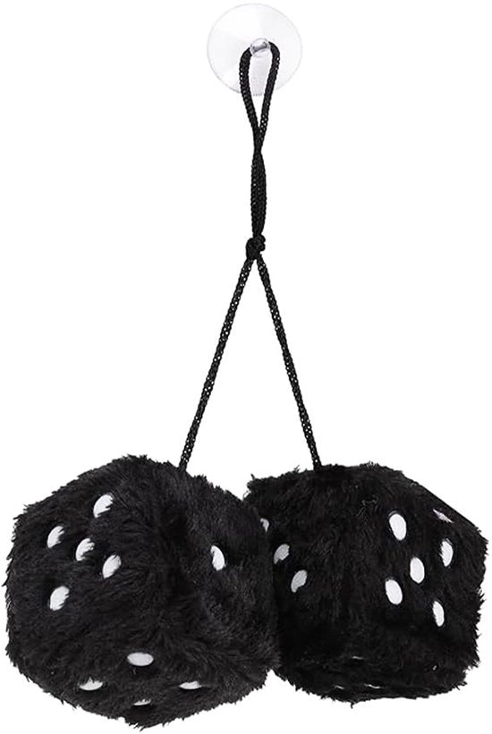 Pare di cubi ornamentali in piuma da appendere all'auto, cubi a dadi in piuma, accessori per l'auto per l'abitacolo accessori per lo specchietto retrovisore (nero)