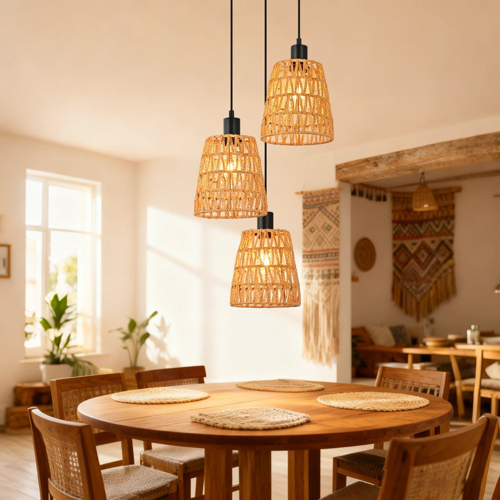 Lampada a sospensione ZMH vintage nera E27 a 3 luci per cucina (lampadina non inclusa)