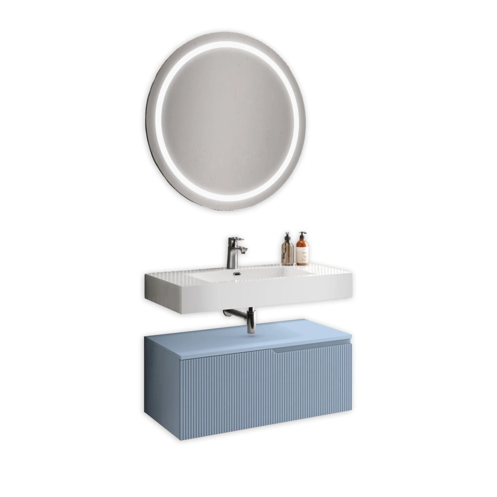 Composizione 3 pezzi VENERE bianco lucido/azzurro tiffany