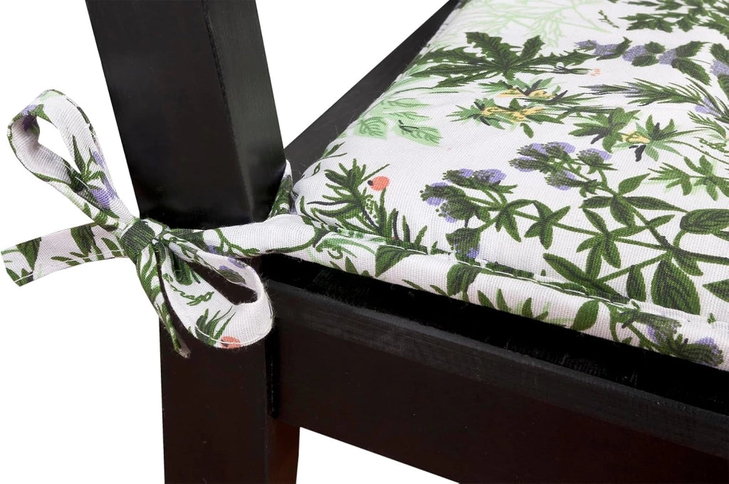 Set 4 Cuscini Sedia Erba Verde Cotone Lavabili Morbidi Universali Coprisedie Con Lacci