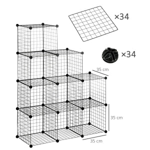 Scaffale modulare a cubi in metallo nero, 6 moduli, 35x35x35 cm, multiuso per casa e ufficio