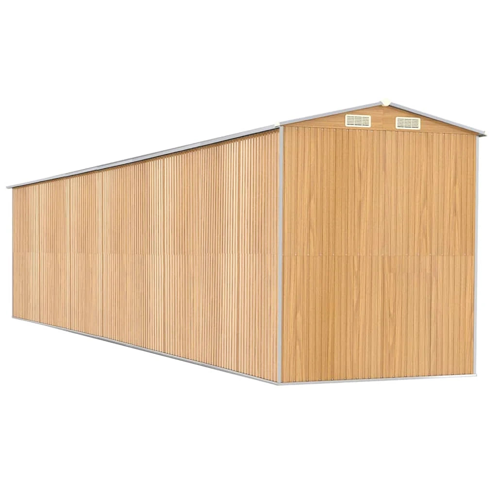 Casetta da giardino cabina ripostiglio capanno da esterno capanno per attrezzi robusta colore chiaro 192 x 938 x 223 cm acciaio zincato marrone 02_0022311
