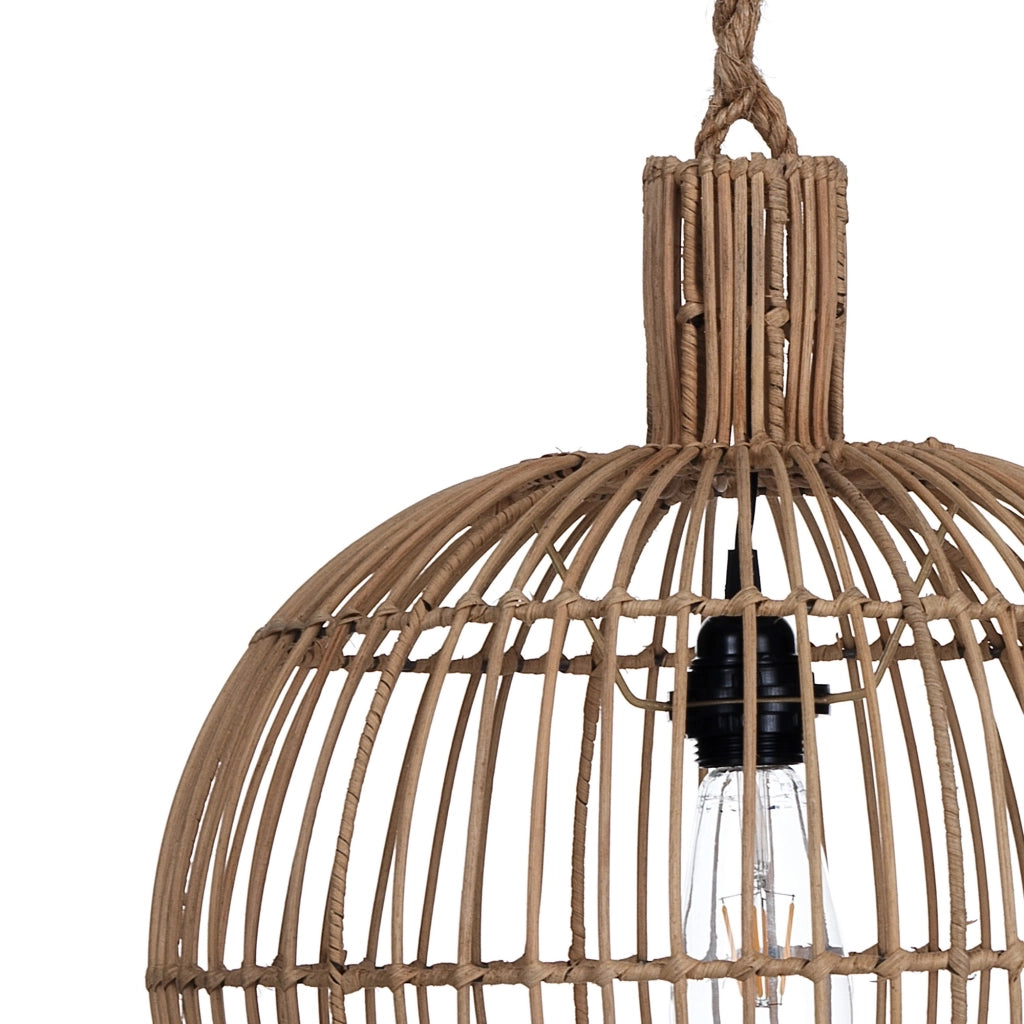 Lampadario a filo in rattan colore naturale per esterno