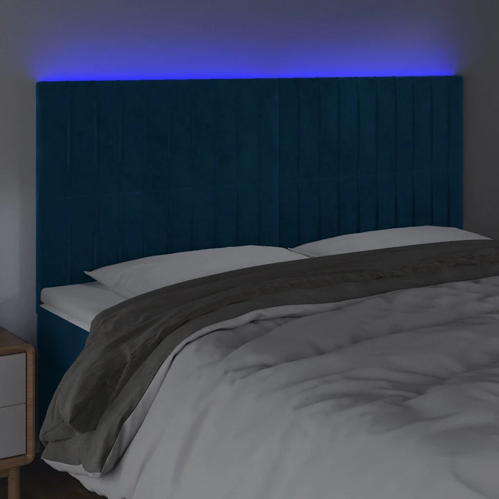 Testiera a LED-Testata con LED Blu Scuro 180x5x118/128 cm in Velluto 804378