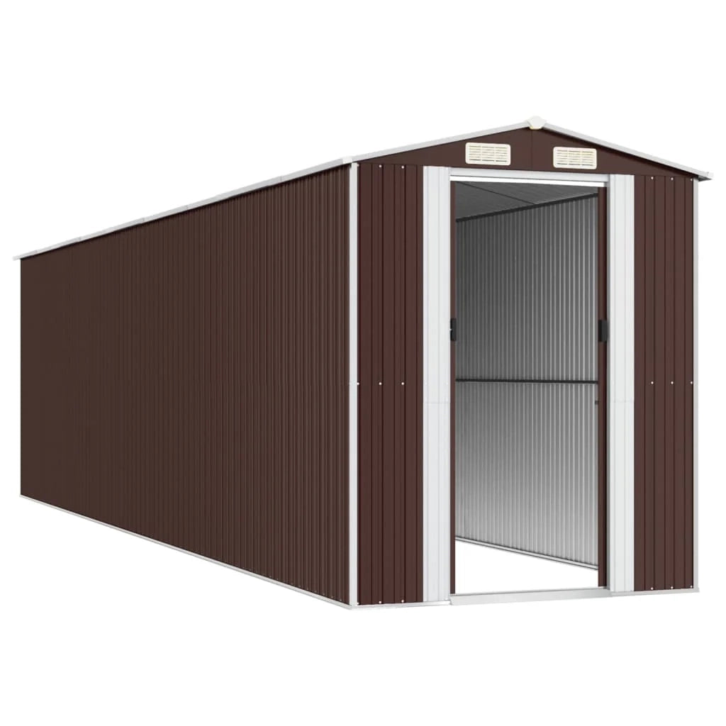 Casetta da giardino cabina ripostiglio capanno da esterno capanno per attrezzi robusta scura 192 x 772 x 223 cm acciaio zincato marrone 02_0022324