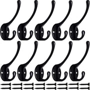 10 Pezzi di Gratale per Abiti da Parete Gratale per Asciugamano Gratale in Metallo Gratale per Cappelli Doppia Gratale per Armadio - Nero