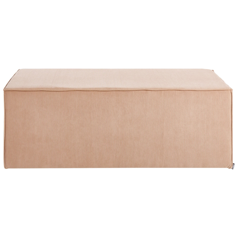 Pouf imbottito in tessuto di velluto a coste jumbo beige panca per letto sgabello
