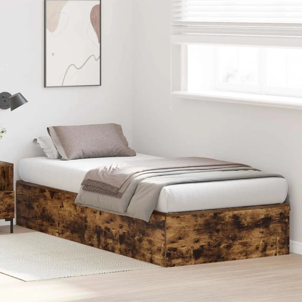 Struttura letto con contenitore Rovere fumé 100 x 200 cm 3335353