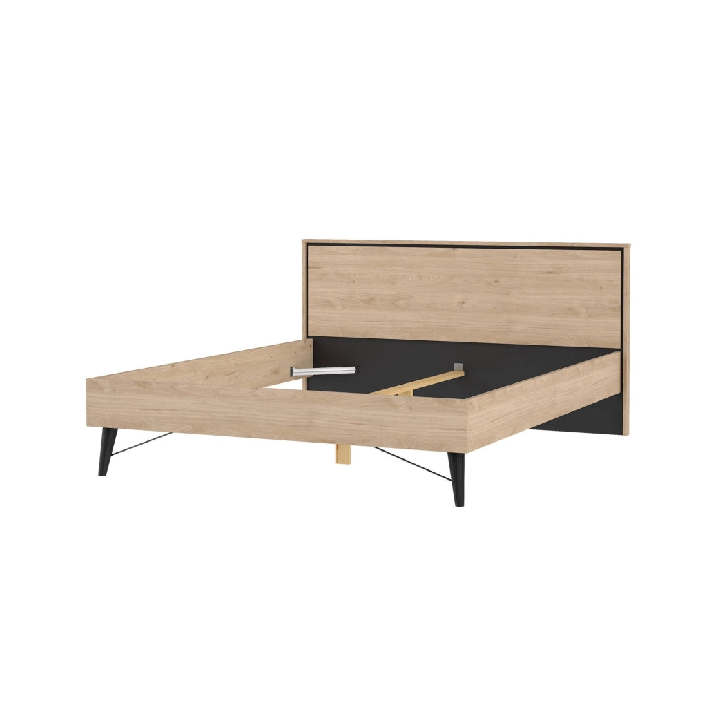 Letto matrimoniale Marche, Sommier per camera da letto, Giroletto per stanza, Struttura porta materasso, 207x173 h91 cm, Rovere
