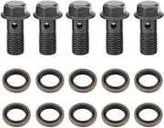 Set di attacchi Banjo 5 pezzi - M10 x 1,25 mm - M10 x 1,0 mm - Acciaio di alta qualità - Antiruggine - Adatto per freni di motocicletta - Guida dei freni