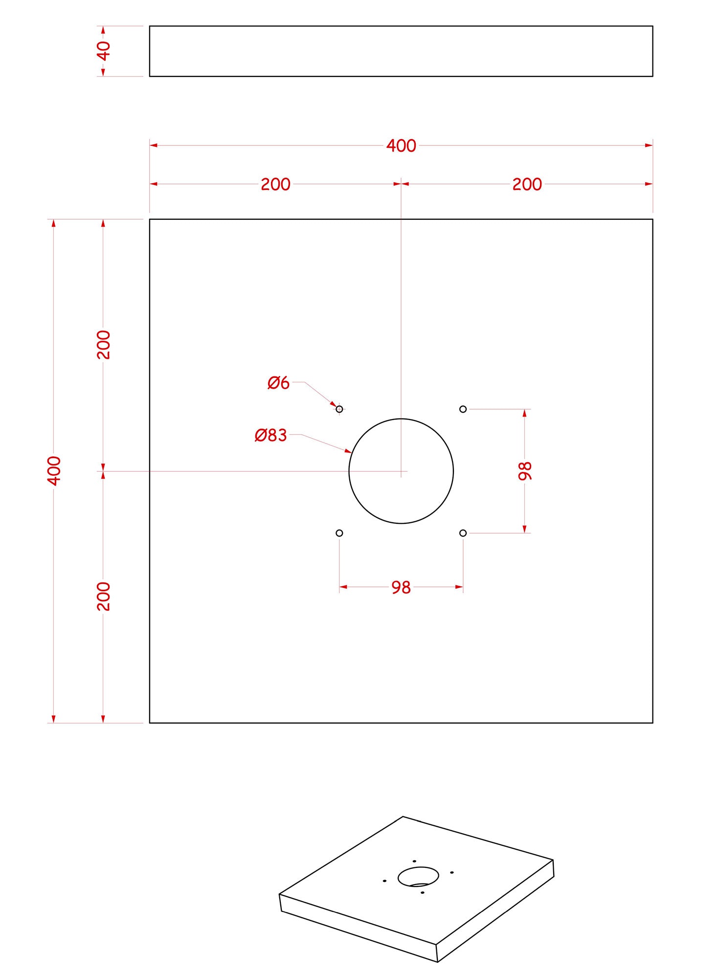 Base per Fontane da Giardino 40x40x4 cm in Cemento Belfer 42/BSE/11