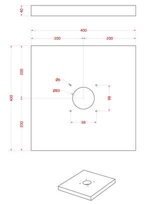 Base per Fontane da Giardino 40x40x4 cm in Cemento Belfer 42/BSE/11