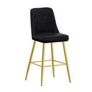 Set di 2 sgabelli da bar con poggiapiedi e schienale ergonomico in similpelle nero e oro