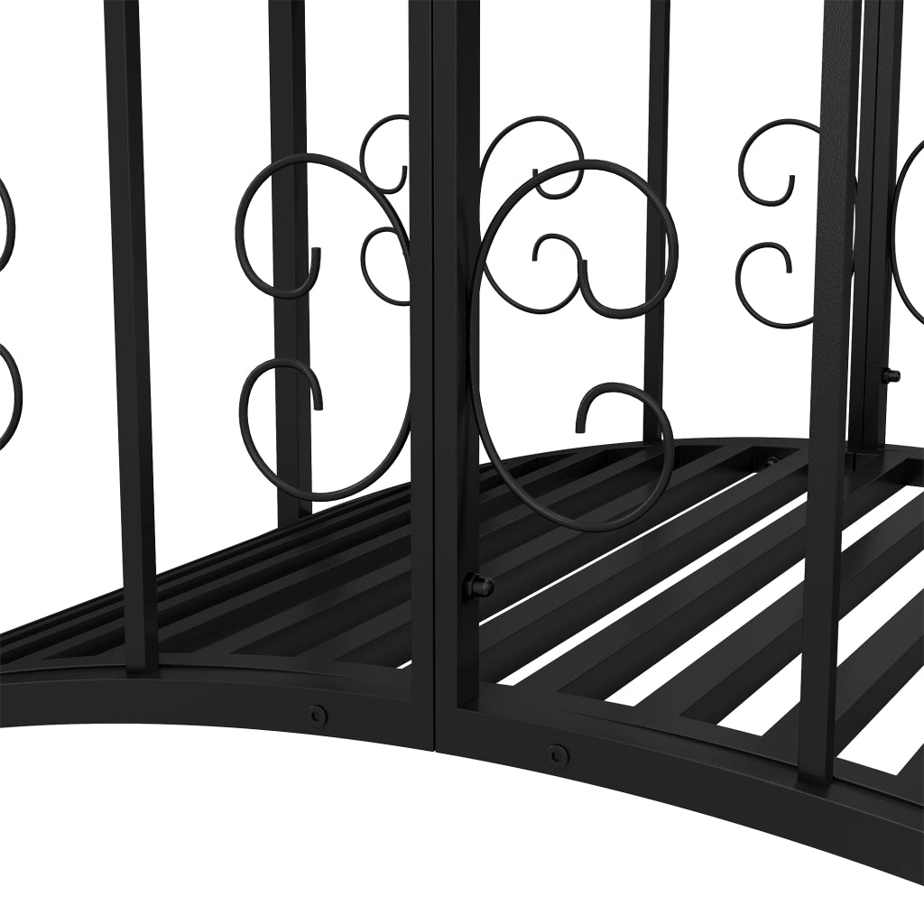 Ponticello da Giardino in Acciaio con Ringhiera ¨C zephmum ¨C Nero 119x67x70 cm