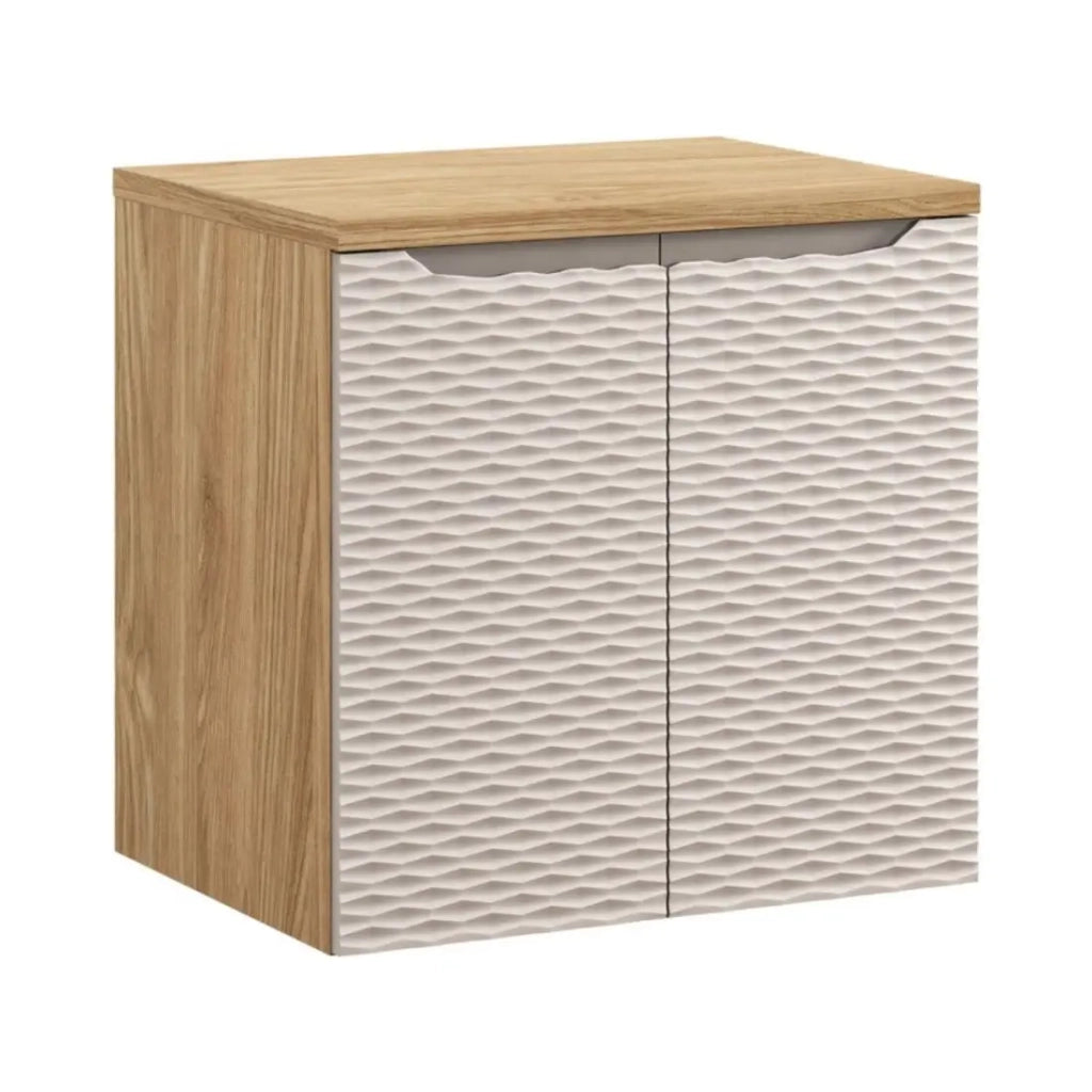 Set da bagno YOKA beige: mobile sotto lavabo 60 cm + piano lavabo