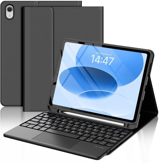 Case per tastiera compatibile con iPad A16 11 pollici - Bluetooth - Trackpad rimovibile - Layout UK - Resistente allo shock - Leggero - Custodia per tablet
