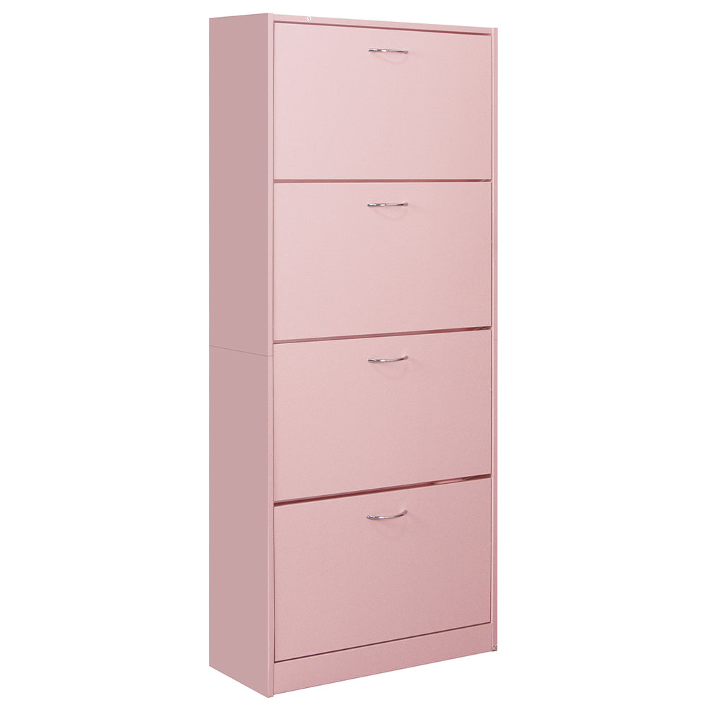 Scarpiera 4 Ante 63x24x150 cm Ripiani Doppia Profondità in MDF Rosa