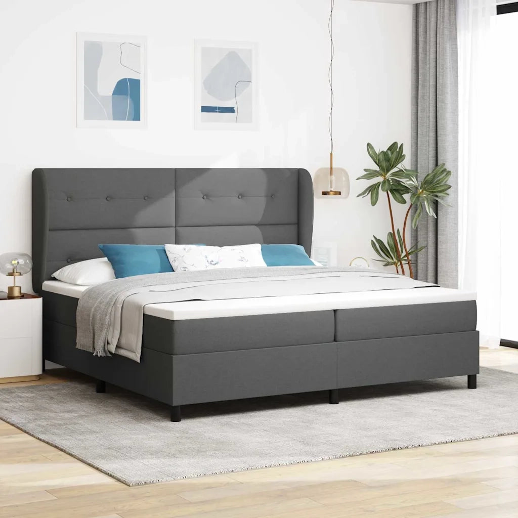 Letto a molle con materasso Grigio scuro 200 x 200 cm Tessuto 3340586