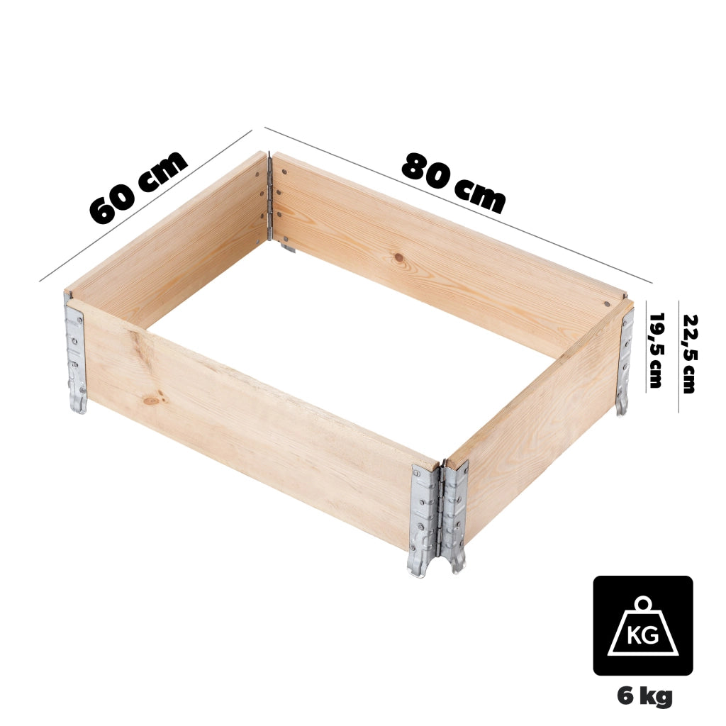 KADAX Prolunga per pallet in legno 60 x 80 cm Contenitore per erbe aromatiche