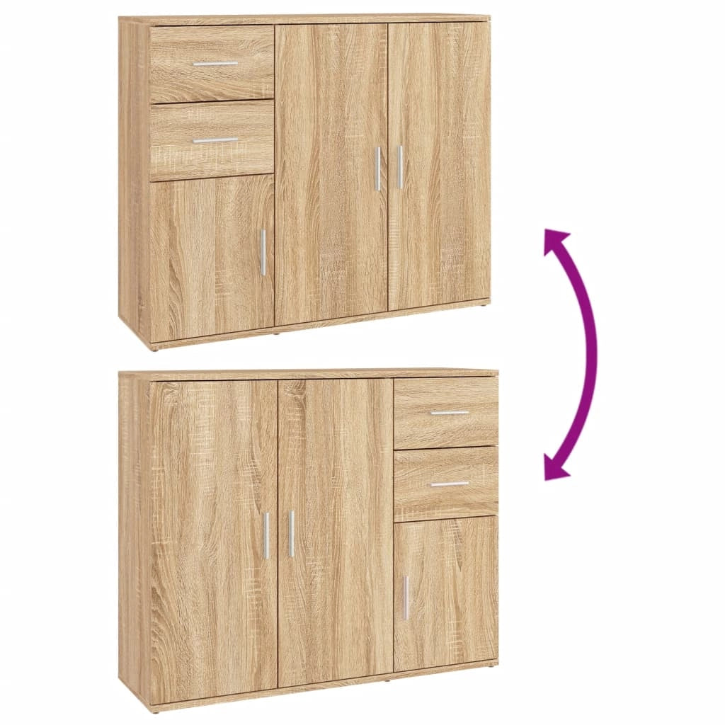 Buffet credenza cassettiera armadio mobile contenitore organizer cucina soggiorno rovere Sonoma 91 x 29,5 x 75 cm legno ingegnerizzato marrone 02_0031738