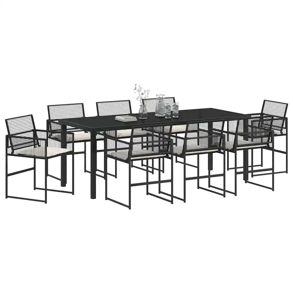 Set da Pranzo per Giardino 9 pcs Nero 3379326