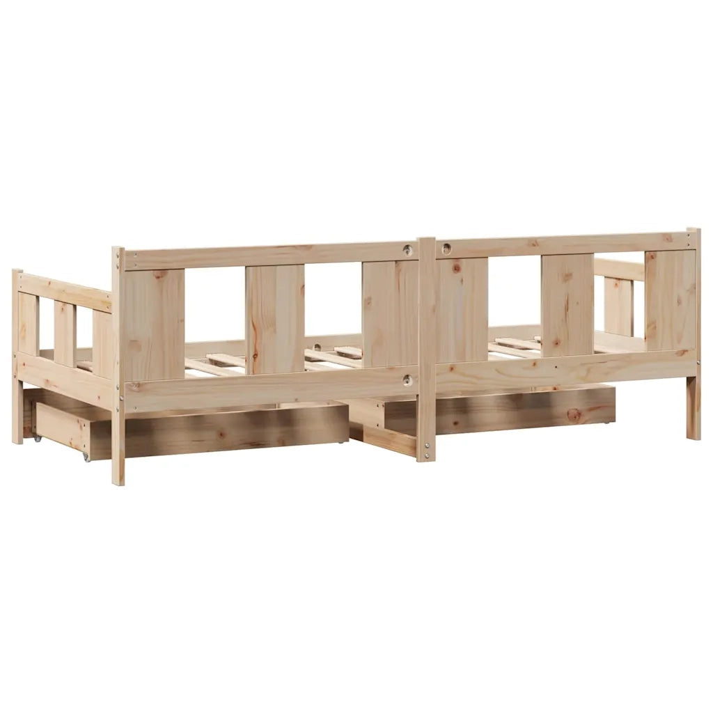 Dormeuse con Cassetti 90x190 cm in Legno Massello Pino