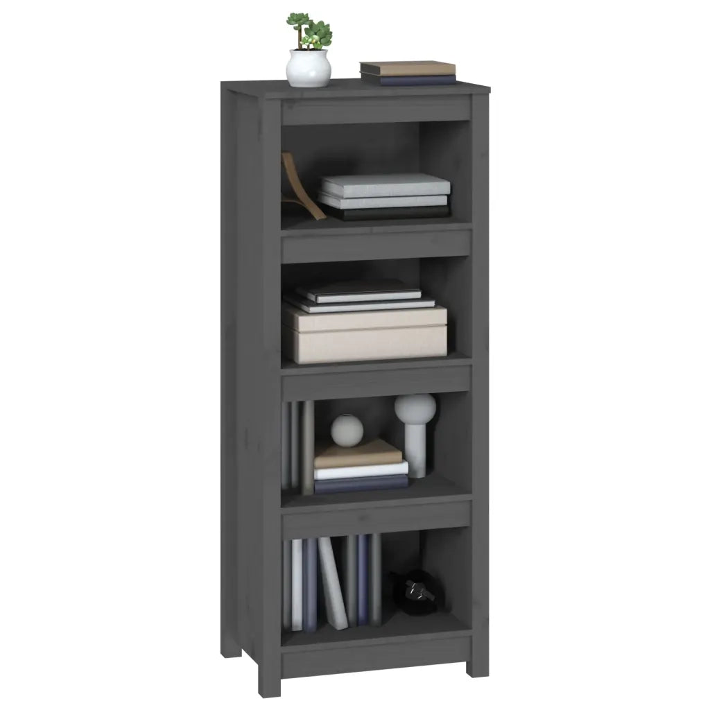 Libreria Grigia 50x35x125,5 cm in Legno Massello di Pino 821711