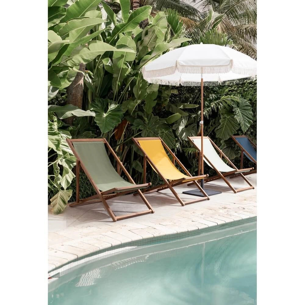 Set di 4 Sdraio Relax Pieghevoli in Legno di Acacia con Tessuto - SERENITY