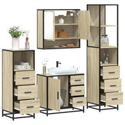 Set Mobili da Bagno 4 pz Rovere Sonoma in Legno Multistrato 3301286