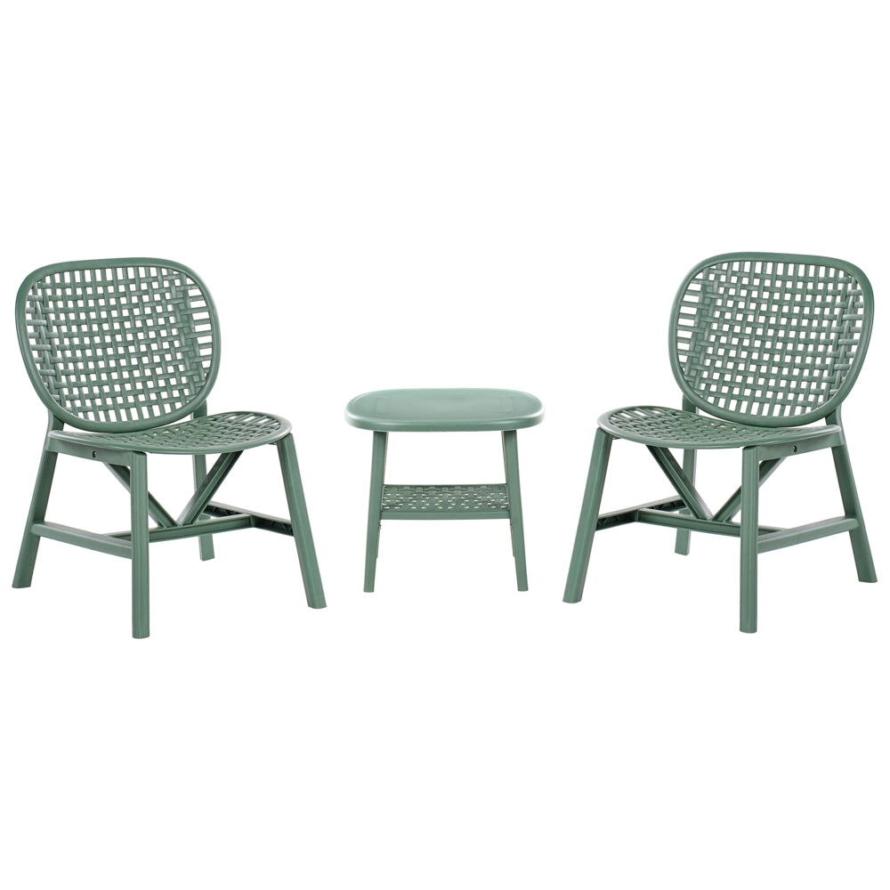 Set bar bistrot da giardino per esterni Tavolo e sedie basse Materiale sintetico verde