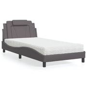 Letto Viana con Materasso-Struttura Letto con Materasso Grigio 100x200 cm in Similpelle