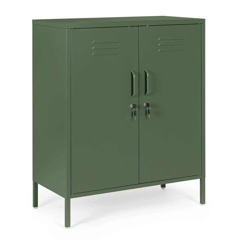 Credenza in Acciaio a 2 Ante Stile Industriale con Ripiani - CLIFTON