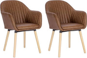 Set di due sedie da pranzo in pelle artificiale con schienale - Stile elegante, ergonomico - Misura 55x59x81cm - Caramello
