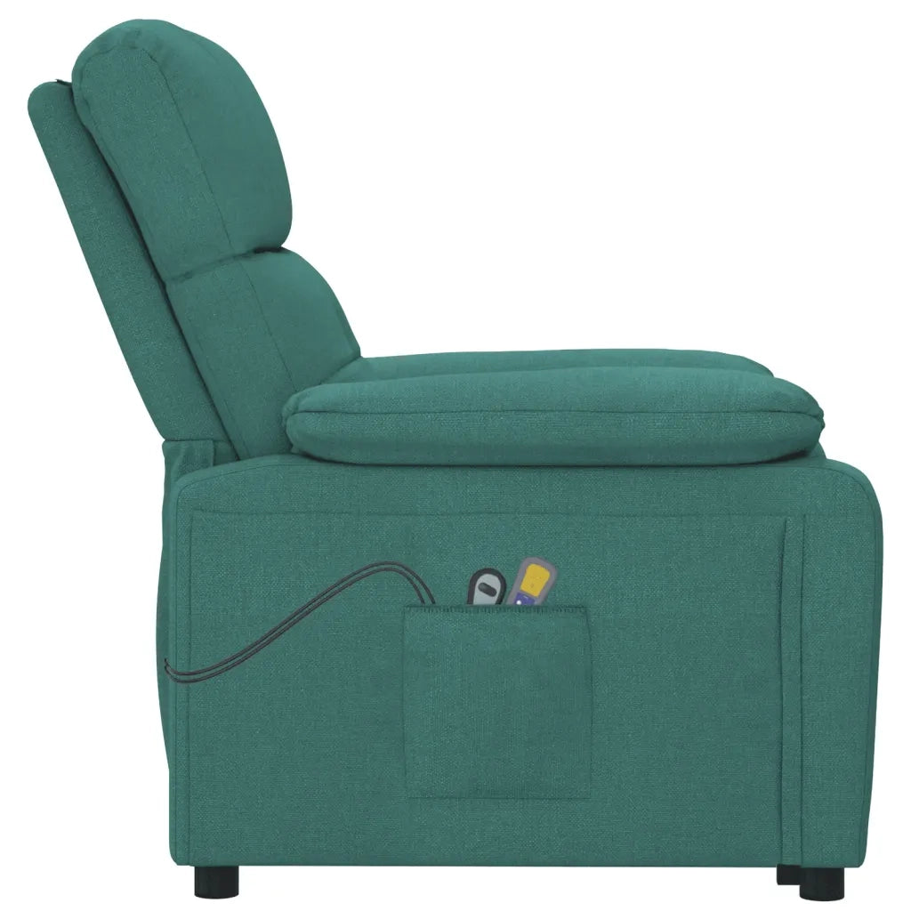 Poltrona Elettrica Massaggiante Reclinabile Verde Scuro Tessuto cod mxl 32502