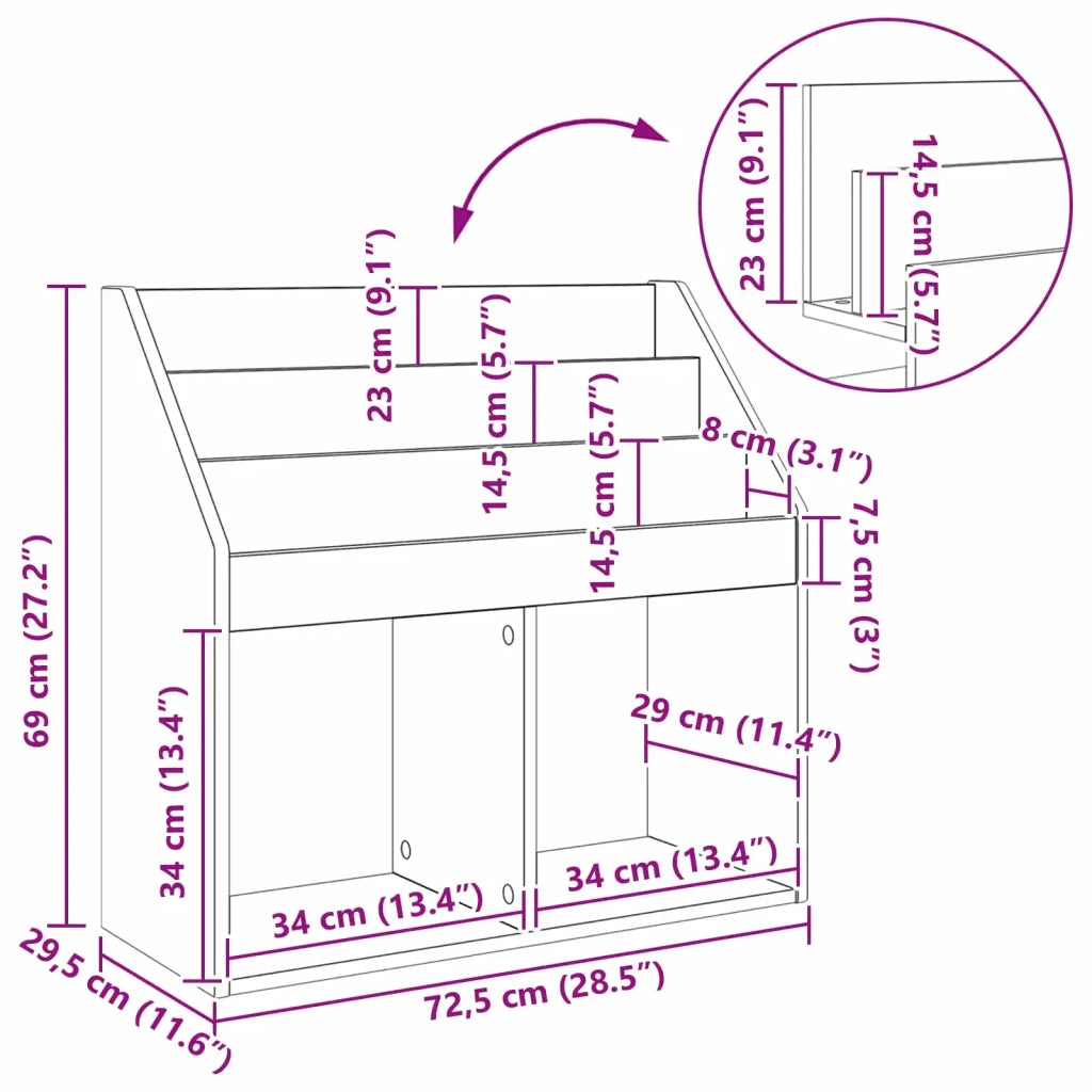 Libreria per Bambini Rovere fumé 72,5 x 29,5 x 69 cm 892384