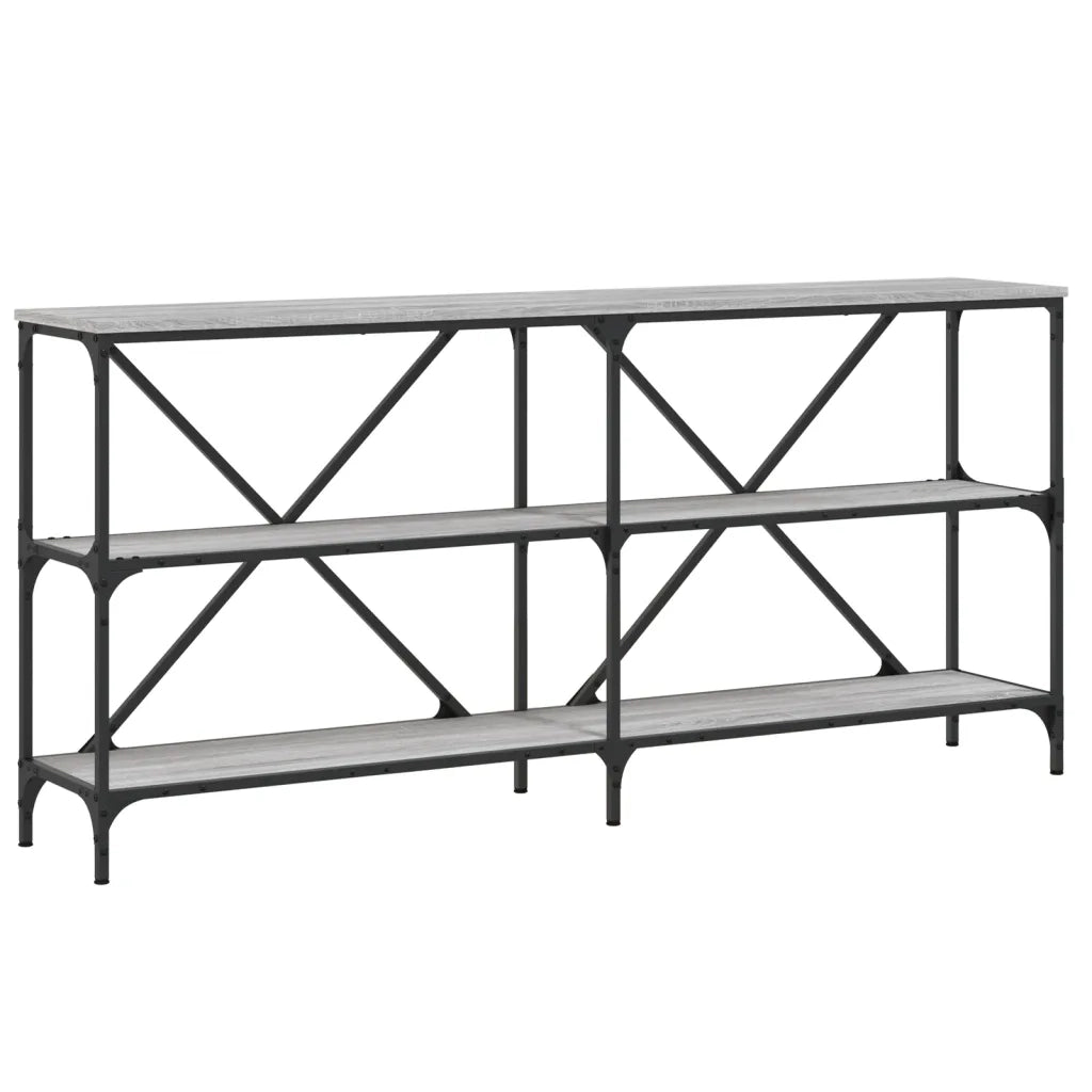 Tavolino-Tavolino da soggiorno-Tavolo Grigio Sonoma 160x30x75cm in Legno Multistrato e Ferro