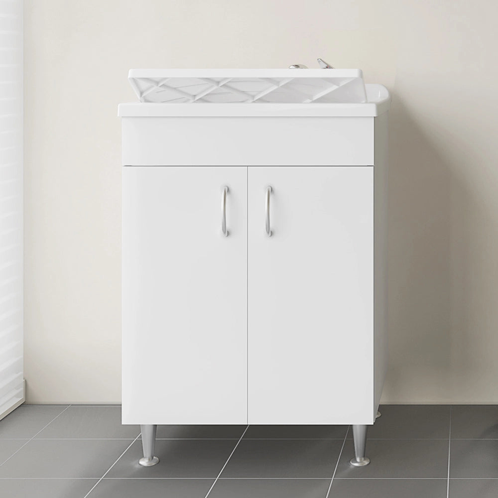 Mobile lavatoio 60 x 50 in legno con asse e kit di scarico incluso Fedra
