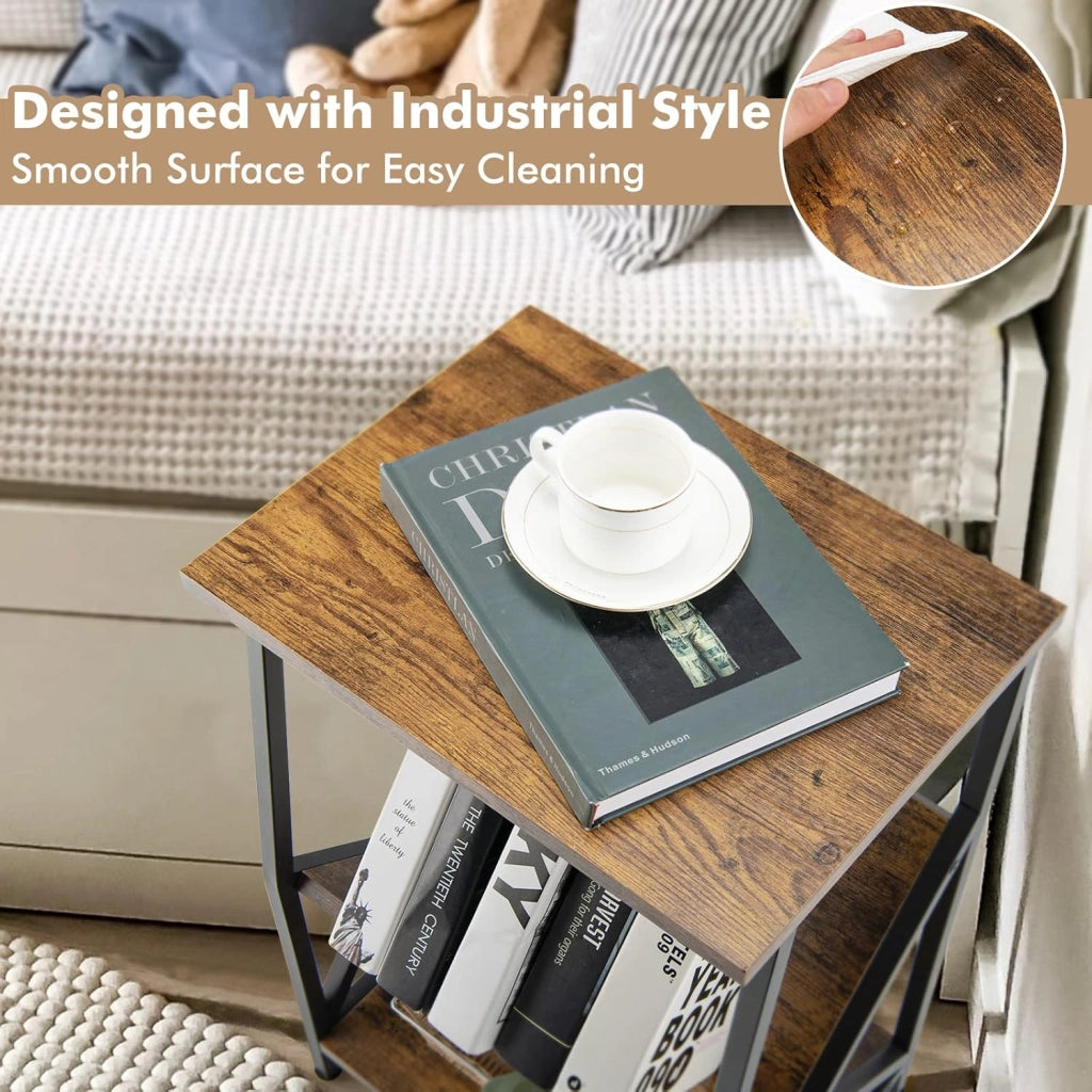 Tavolino a 3 Livelli in Ferro a Forma di X,Tavolino da Caffè Vintage Stile Industriale, Tavolino Laterale Carico Massimo 25 kg, 30,5x40x61 cm