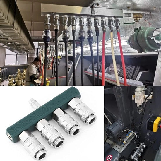 Distributore di aria a 4 vie a T - Connettore rapido 5 porte - Connettore pneumatico - Design elegante - Distributore di aria