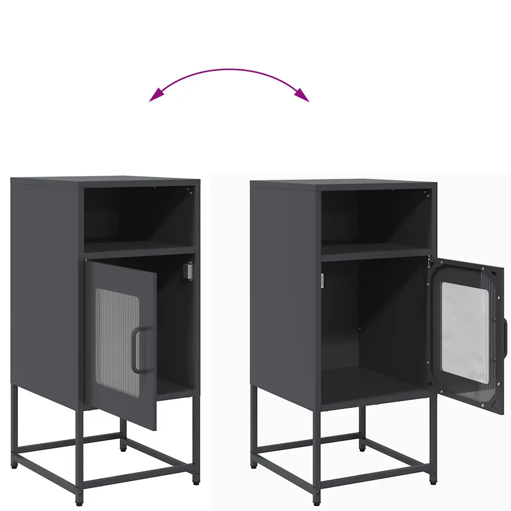 Comodino Antracite 36x39x78 cm in Acciaio Laminato a Freddo 853412