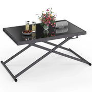 IDMarket - Tavolo da giardino rettangolare sollevabile OLIE 100 cm in metallo grigio antracite e piano grigio