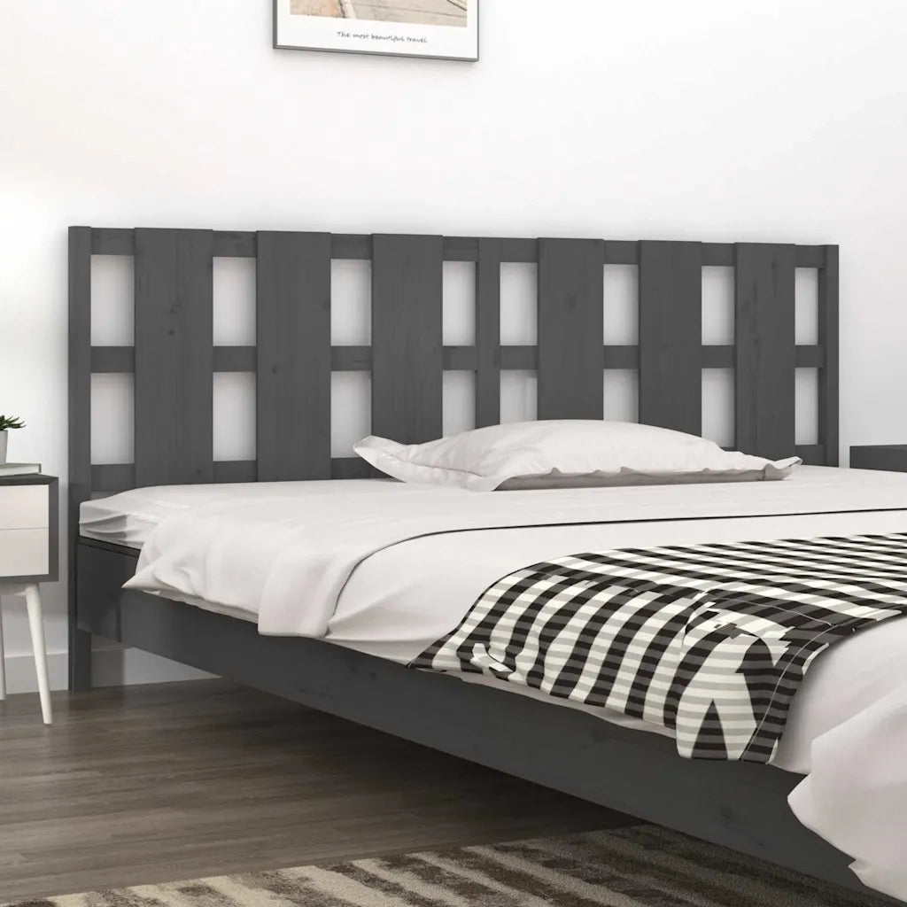 Testiera per Letto Grigia 205,5x4x100 cm Legno Massello di Pino cod mxl 31859